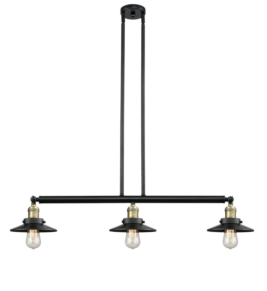 Railroad - 3 Light - 41 inch - Black Antique Brass - Stem Hung - Island Light