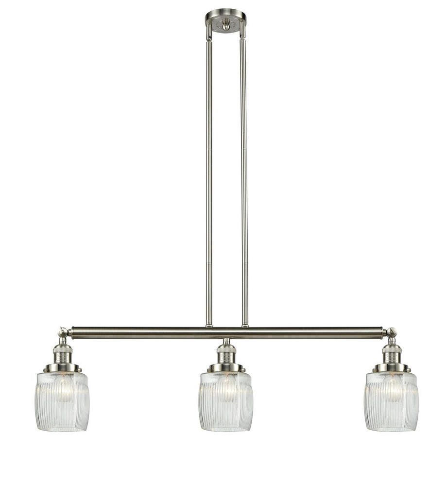 Colton - 3 Light - 38 inch - Brushed Satin Nickel - Stem Hung - Island Light