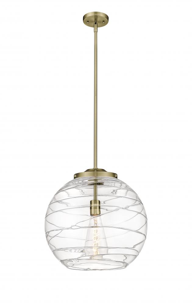 Athens Deco Swirl - 1 Light - 16 inch - Antique Brass - Cord hung - Pendant