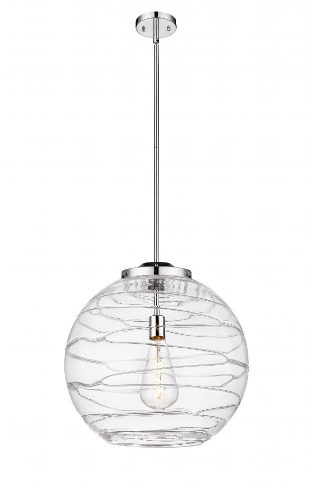 Athens Deco Swirl - 1 Light - 18 inch - Polished Chrome - Cord hung - Pendant