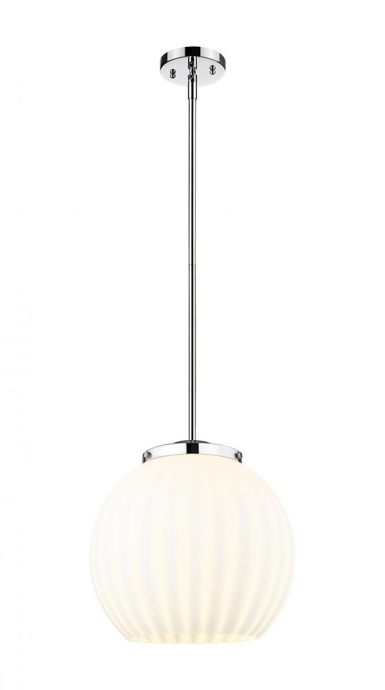 White Venetian - 1 Light - 14 inch - Polished Chrome - Stem Hung - Pendant