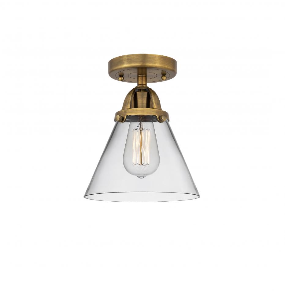 Cone - 1 Light - 8 inch - Brushed Brass - Semi-Flush Mount