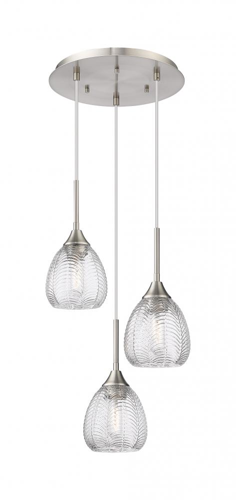 Berkshire - 3 Light - 13 inch - Brushed Satin Nickel - Cord Hung - Multi Pendant