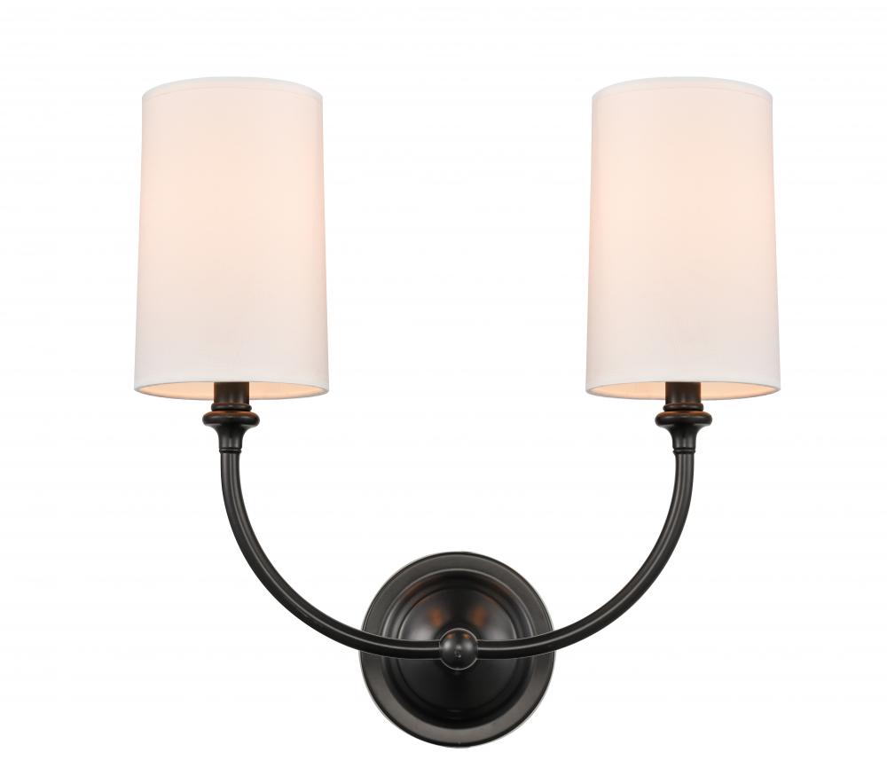 Giselle - 2 Light - 15 inch - Matte Black - Sconce