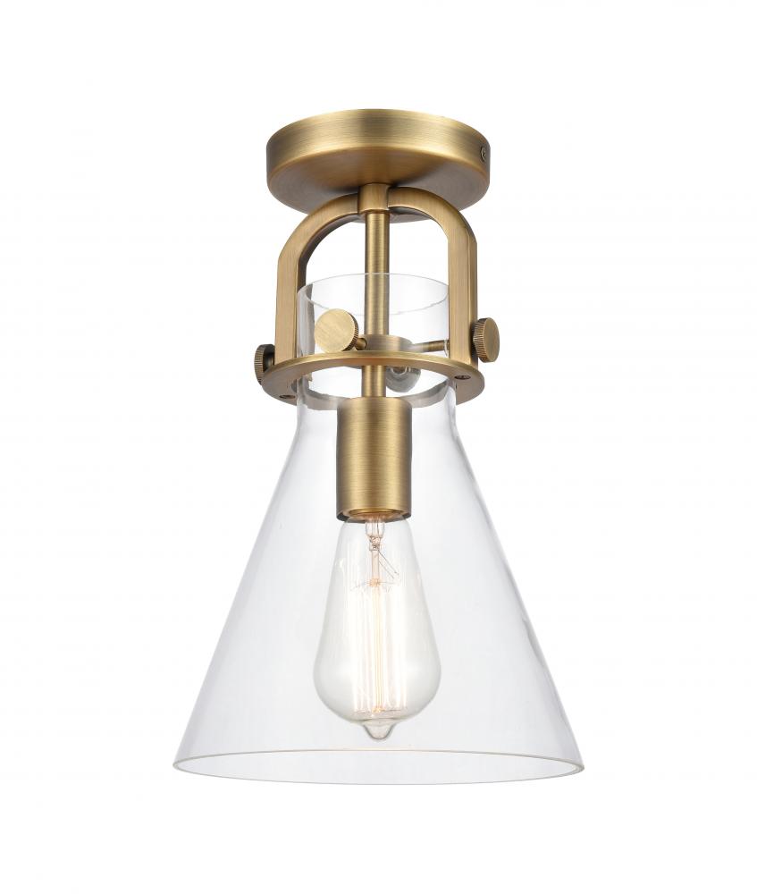 Newton Cone - 1 Light - 8 inch - Brushed Brass - Flush Mount