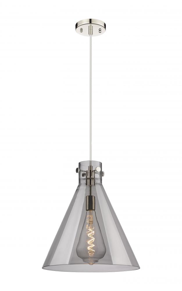 Newton Cone - 1 Light - 16 inch - Polished Nickel - Cord hung - Pendant