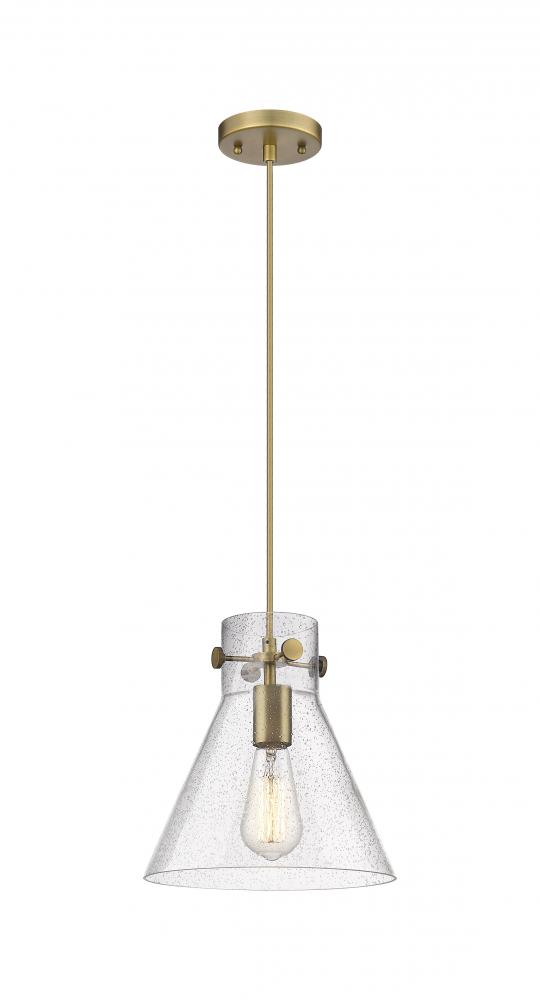 Newton Cone - 1 Light - 10 inch - Brushed Brass - Cord hung - Pendant