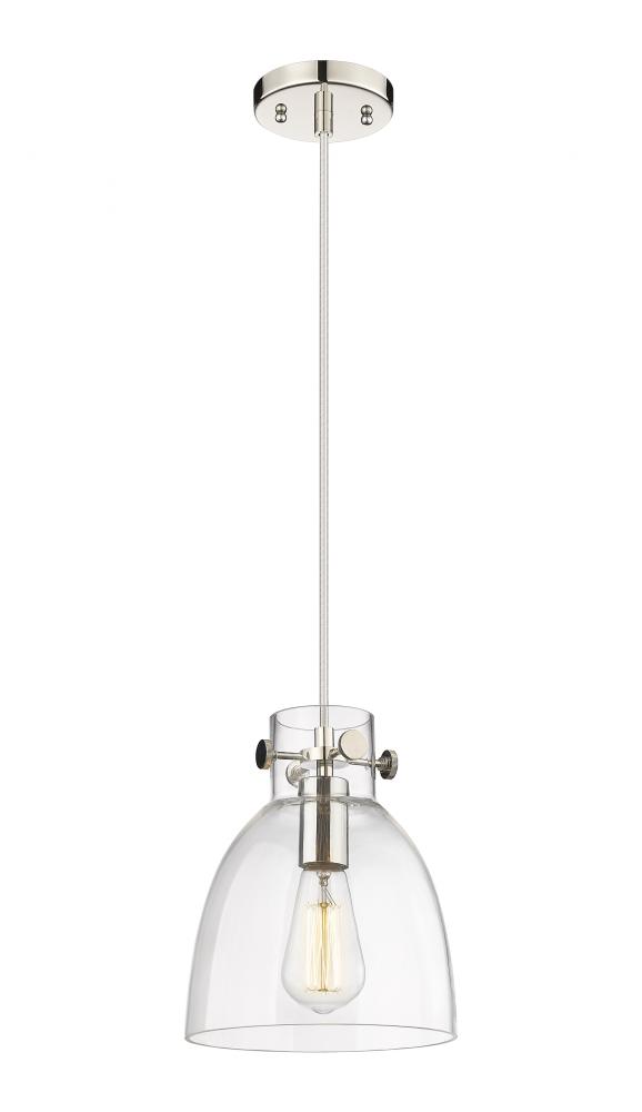 Newton Bell - 1 Light - 8 inch - Polished Nickel - Cord hung - Pendant