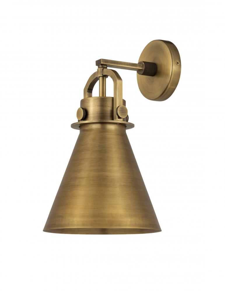 Newton Cone - 1 Light - 8 inch - Brushed Brass - Sconce