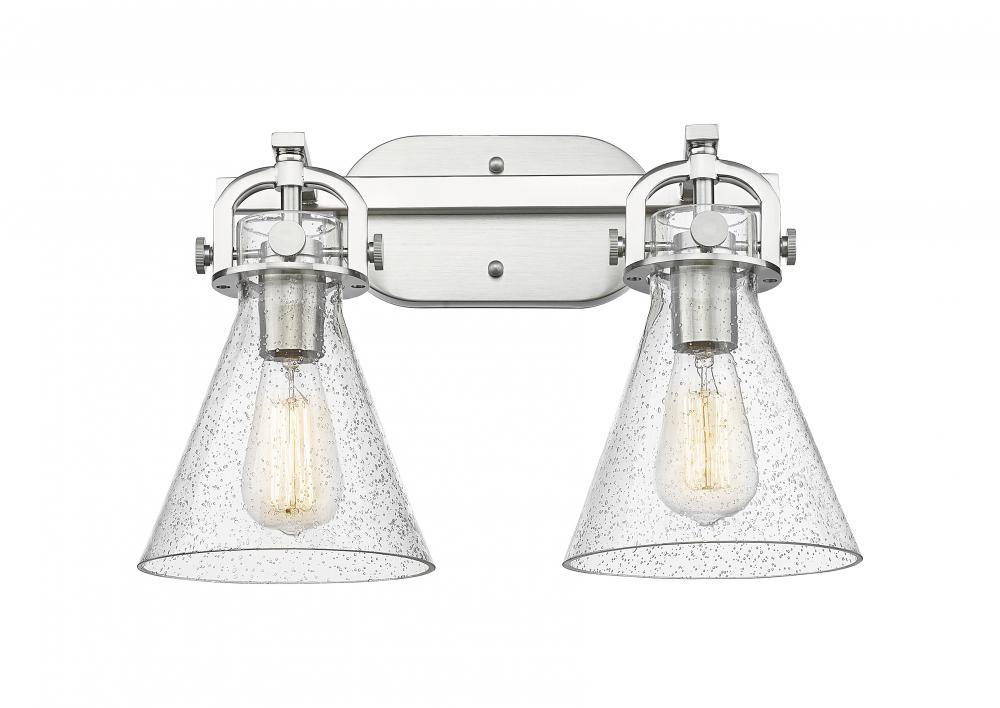 Newton Cone - 2 Light - 17 inch - Satin Nickel - Bath Vanity Light