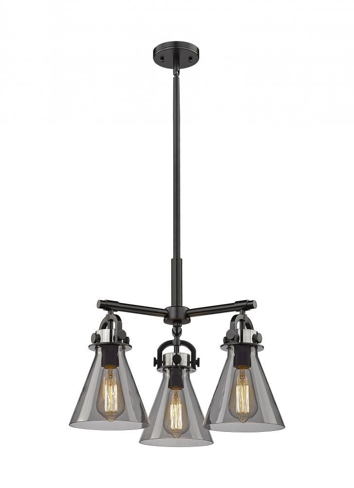 Newton Cone - 3 Light - 21 inch - Matte Black - Pendant