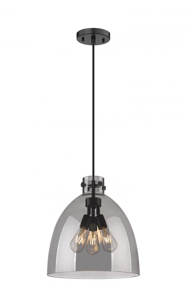 Newton Bell - 3 Light - 16 inch - Matte Black - Cord hung - Pendant