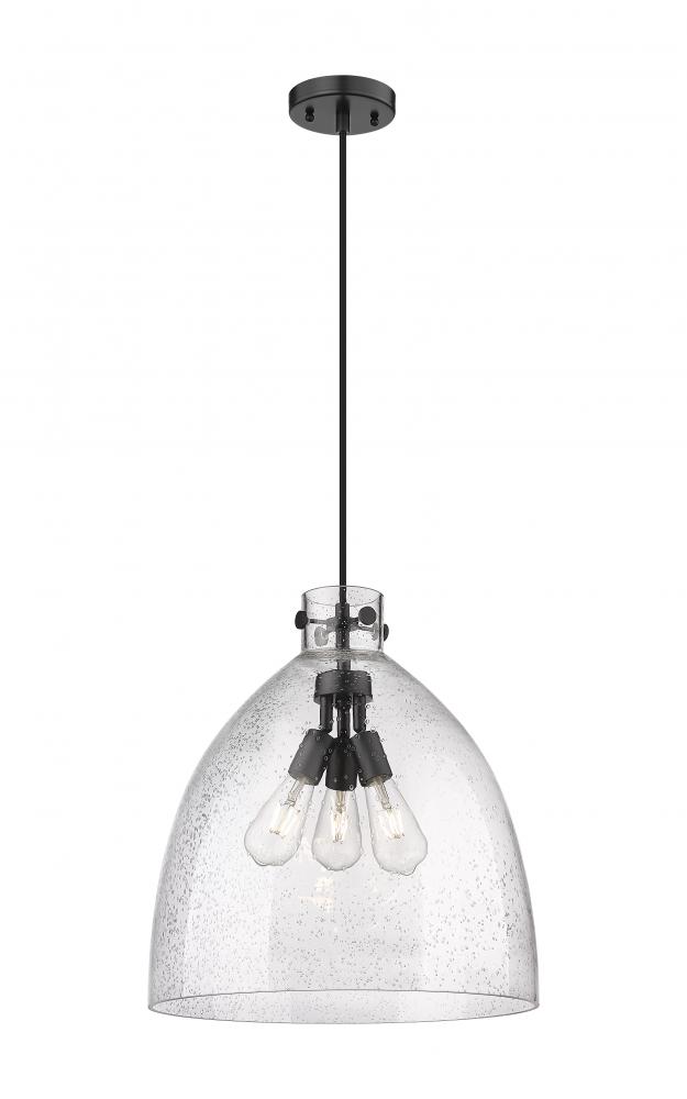 Newton Bell - 3 Light - 18 inch - Matte Black - Cord hung - Pendant