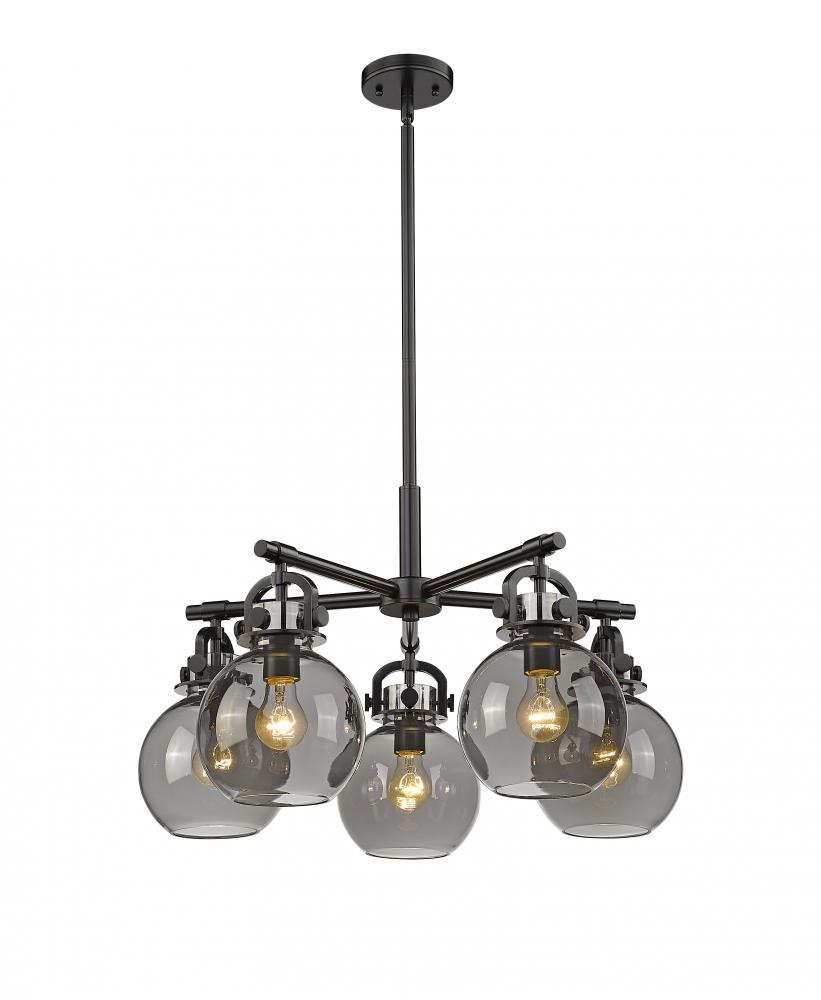 Newton Sphere - 5 Light - 26 inch - Matte Black - Chandelier