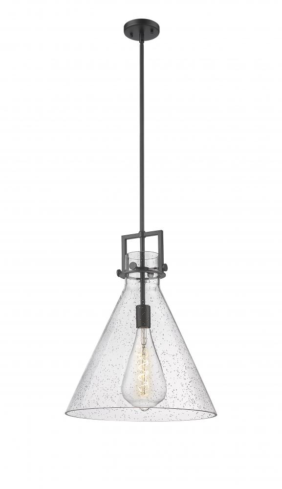 Newton Cone - 1 Light - 16 inch - Matte Black - Cord hung - Pendant