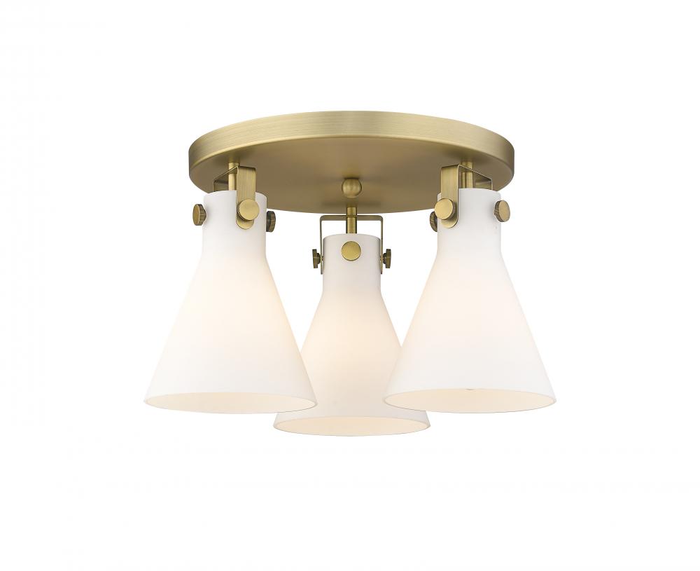 Newton Cone - 3 Light - 18 inch - Brushed Brass - Flush Mount