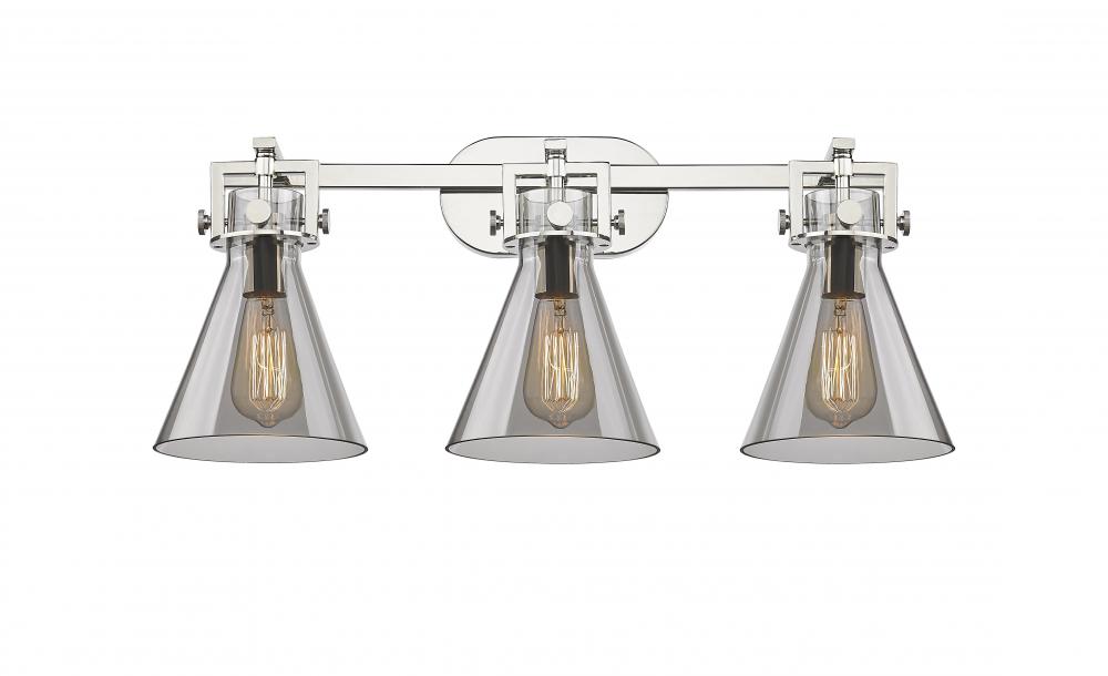 Newton Cone - 3 Light - 27 inch - Polished Nickel - Bath Vanity Light