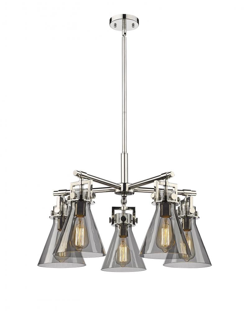 Newton Cone - 5 Light - 26 inch - Polished Nickel - Chandelier