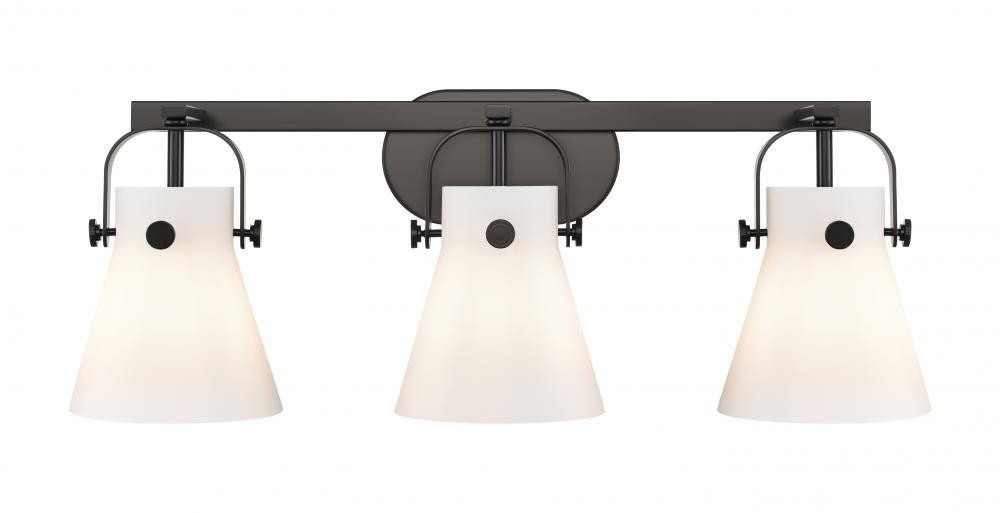 Pilaster II Cone - 3 Light - 27 inch - Matte Black - Bath Vanity Light