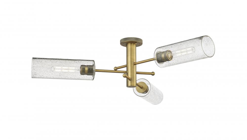 Crown Point - 3 Light - 34 inch - Brushed Brass - Flush Mount