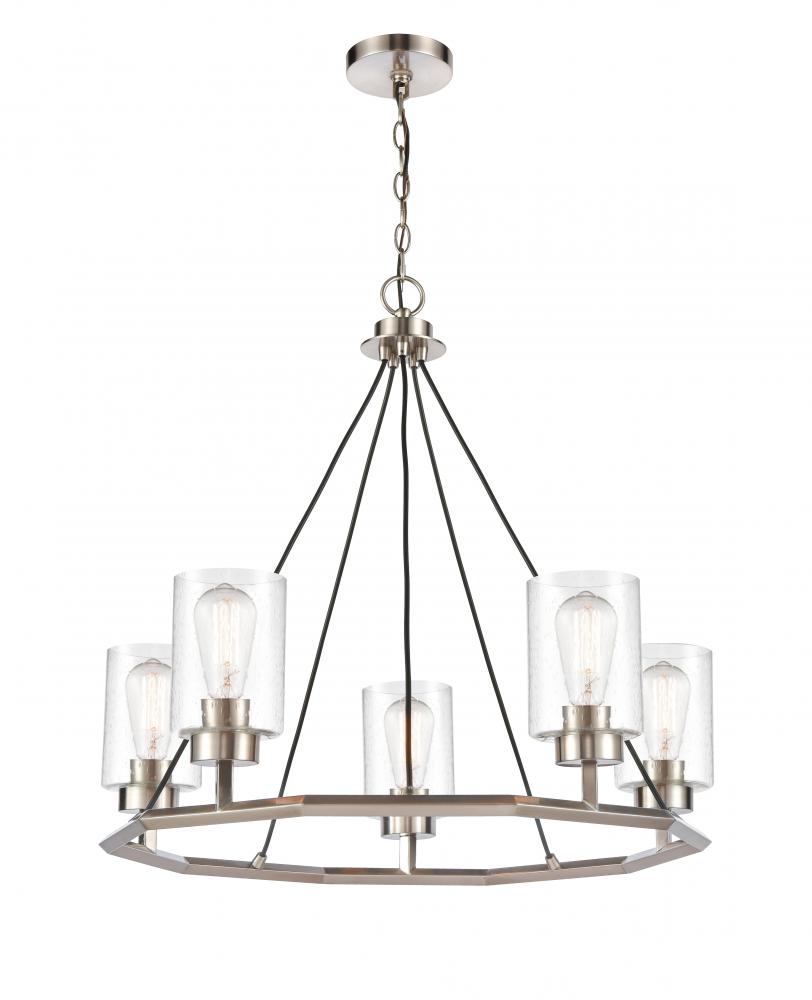 Mila - 5 Light - 29 inch - Black Satin Nickel - Chain Hung - Chandelier