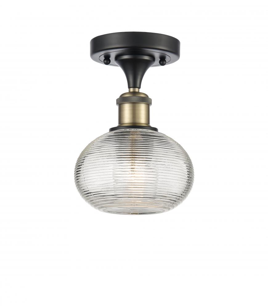 Ithaca - 1 Light - 6 inch - Black Antique Brass - Semi-Flush Mount