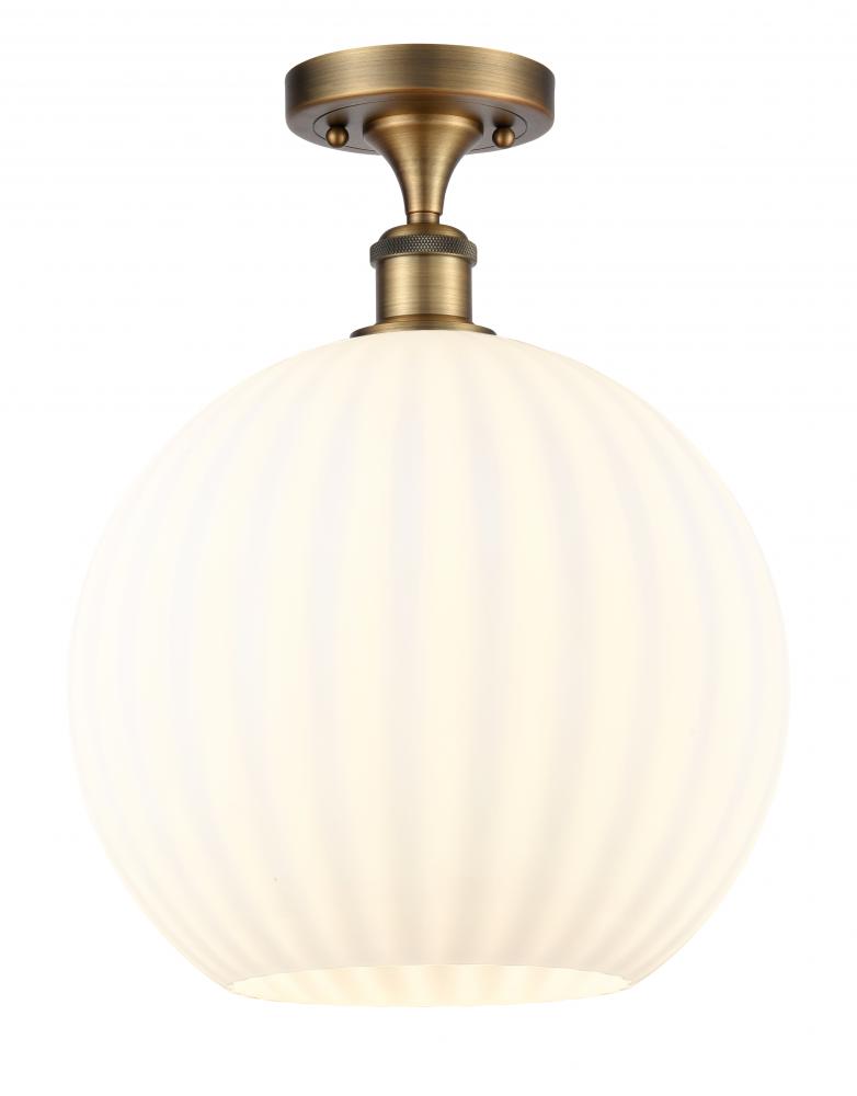 White Venetian - 1 Light - 12 inch - Brushed Brass - Semi-Flush Mount