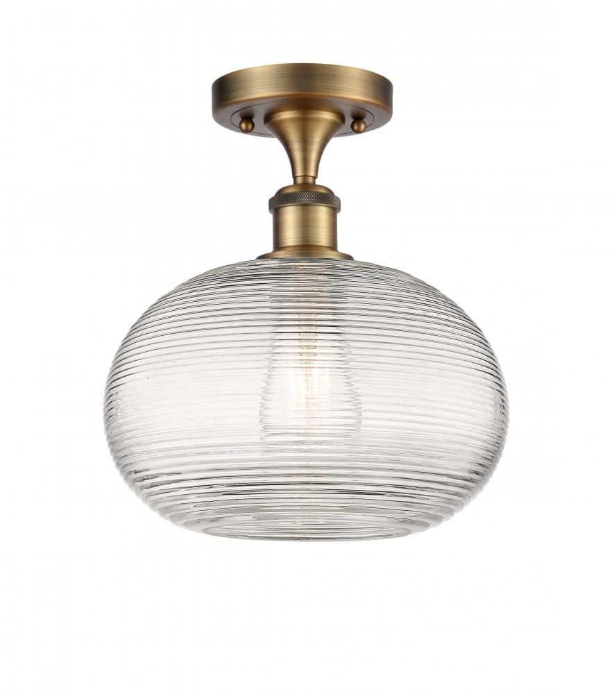 Ithaca - 1 Light - 10 inch - Brushed Brass - Semi-Flush Mount