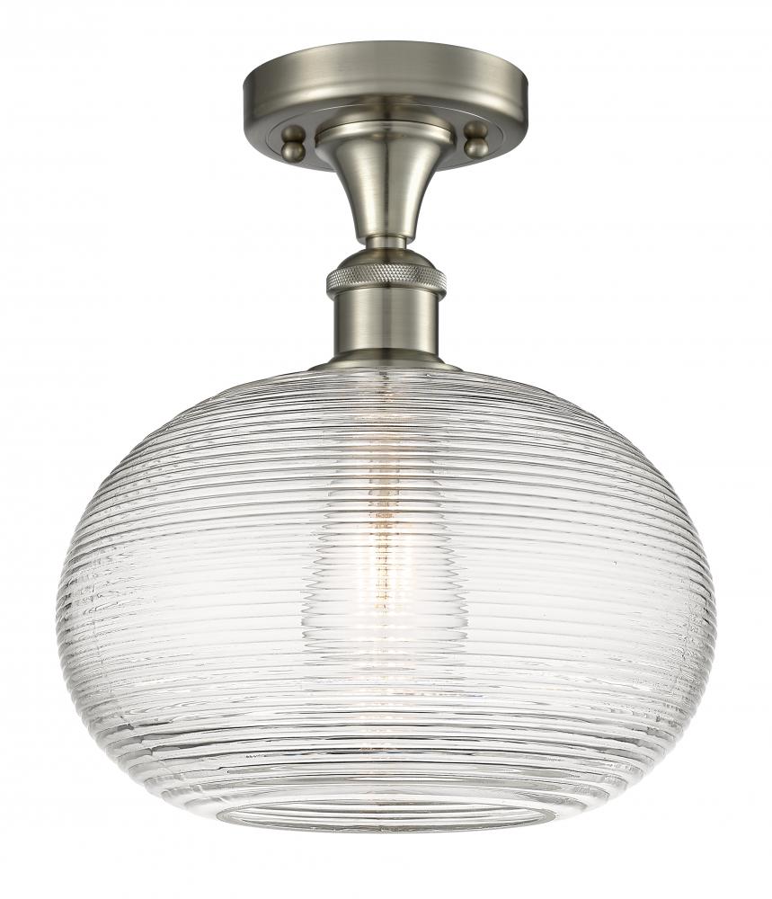 Ithaca - 1 Light - 10 inch - Brushed Satin Nickel - Semi-Flush Mount