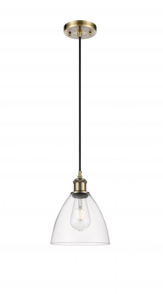 Bristol - 1 Light - 8 inch - Antique Brass - Cord hung - Mini Pendant