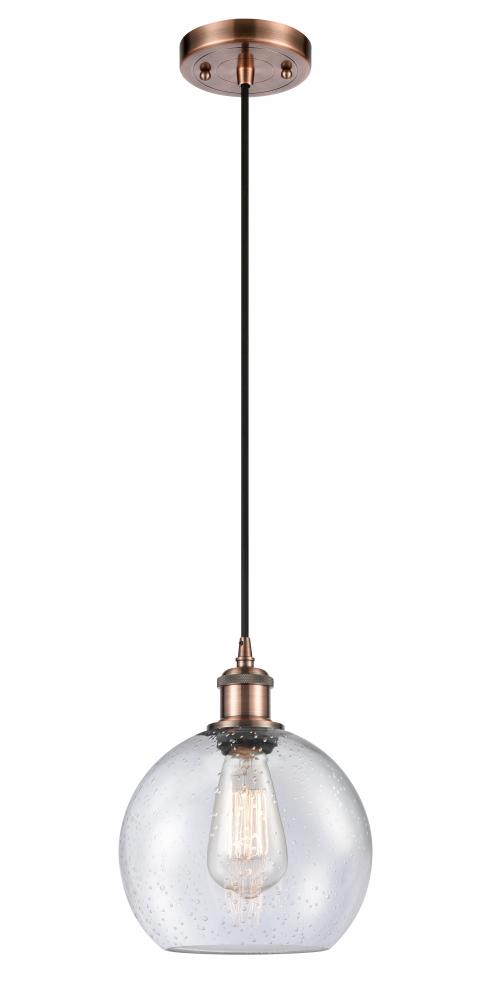 Athens - 1 Light - 8 inch - Antique Copper - Cord hung - Mini Pendant