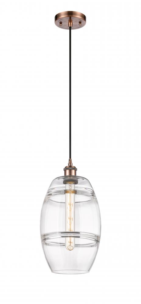 Vaz - 1 Light - 8 inch - Antique Copper - Cord hung - Mini Pendant