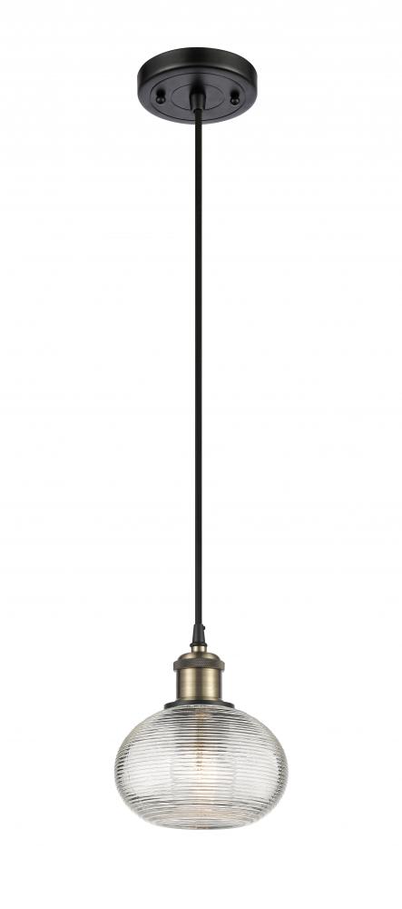 Ithaca - 1 Light - 6 inch - Black Antique Brass - Cord hung - Mini Pendant