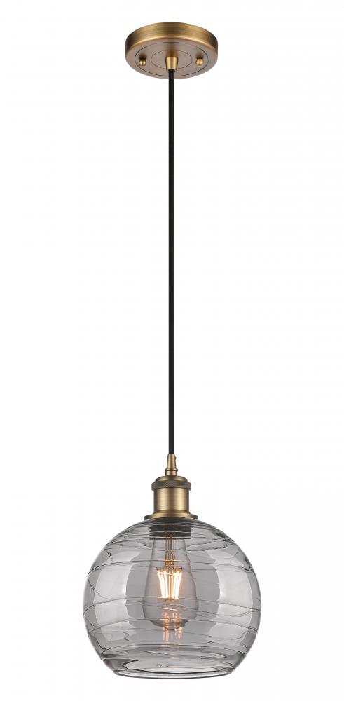 Athens Deco Swirl - 1 Light - 8 inch - Brushed Brass - Cord hung - Mini Pendant