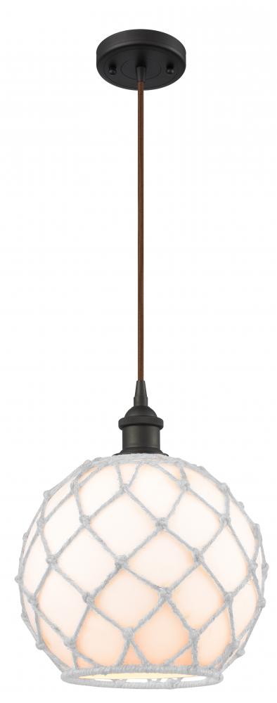 Farmhouse Rope - 1 Light - 10 inch - Oil Rubbed Bronze - Cord hung - Mini Pendant