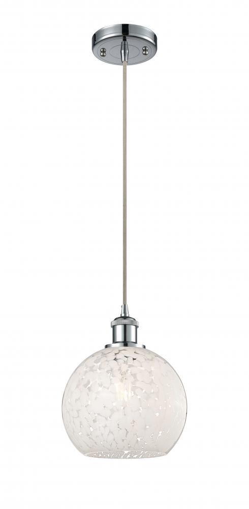 White Mouchette - 1 Light - 8 inch - Polished Chrome - Cord Hung - Mini Pendant