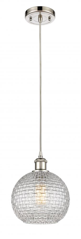 Athens - 1 Light - 8 inch - Polished Nickel - Cord hung - Mini Pendant