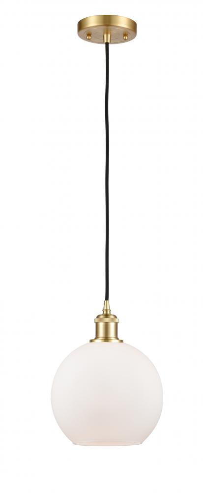 Athens - 1 Light - 8 inch - Satin Gold - Cord hung - Mini Pendant