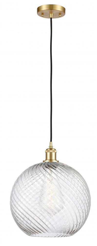 Athens Twisted Swirl - 1 Light - 12 inch - Satin Gold - Cord hung - Mini Pendant