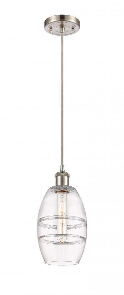 Vaz - 1 Light - 6 inch - Brushed Satin Nickel - Cord hung - Mini Pendant