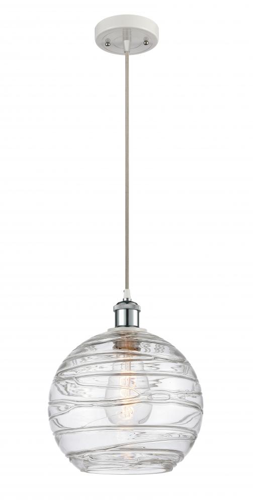 Athens Deco Swirl - 1 Light - 10 inch - White Polished Chrome - Cord hung - Mini Pendant