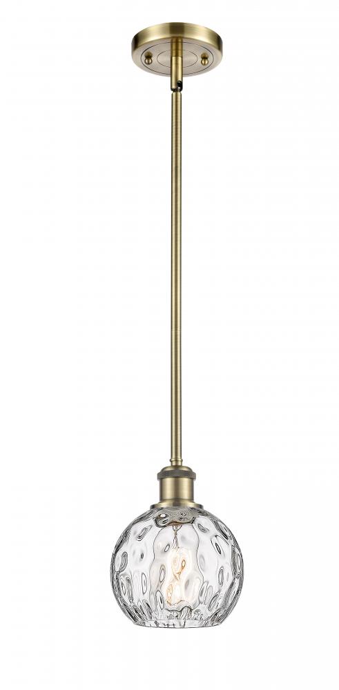 Athens Water Glass - 1 Light - 6 inch - Antique Brass - Mini Pendant