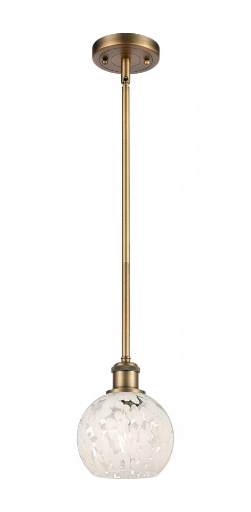 White Mouchette - 1 Light - 6 inch - Brushed Brass - Mini Pendant