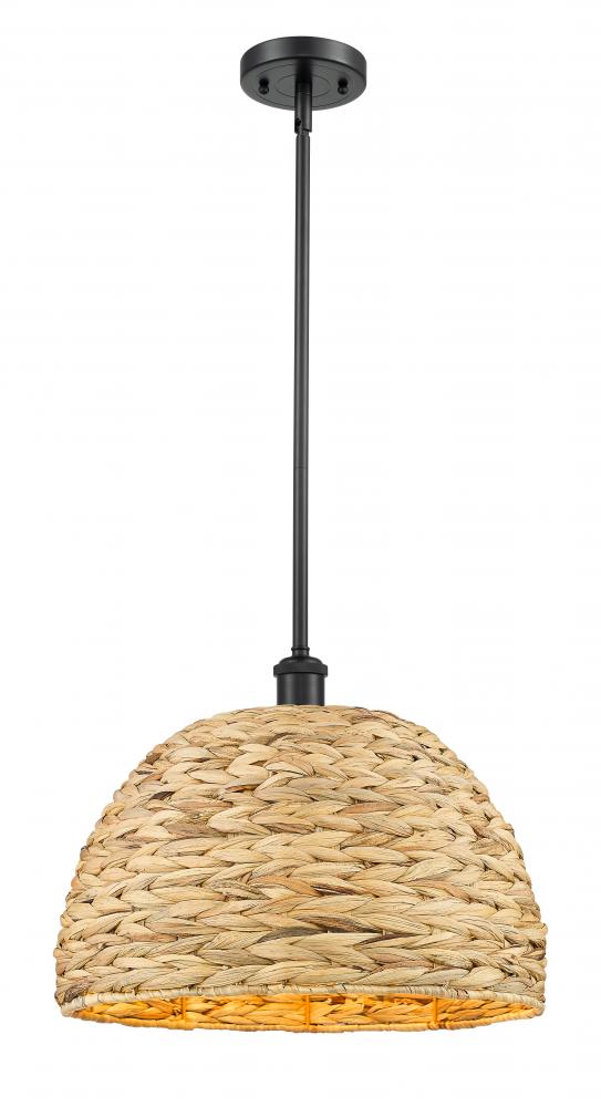 Woven Rattan - 1 Light - 16 inch - Matte Black - Mini Pendant