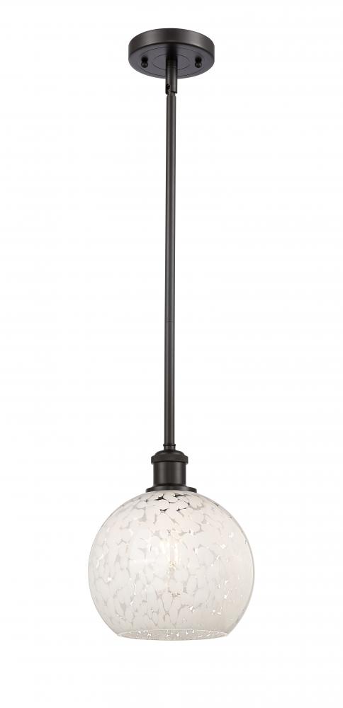 White Mouchette - 1 Light - 8 inch - Oil Rubbed Bronze - Mini Pendant