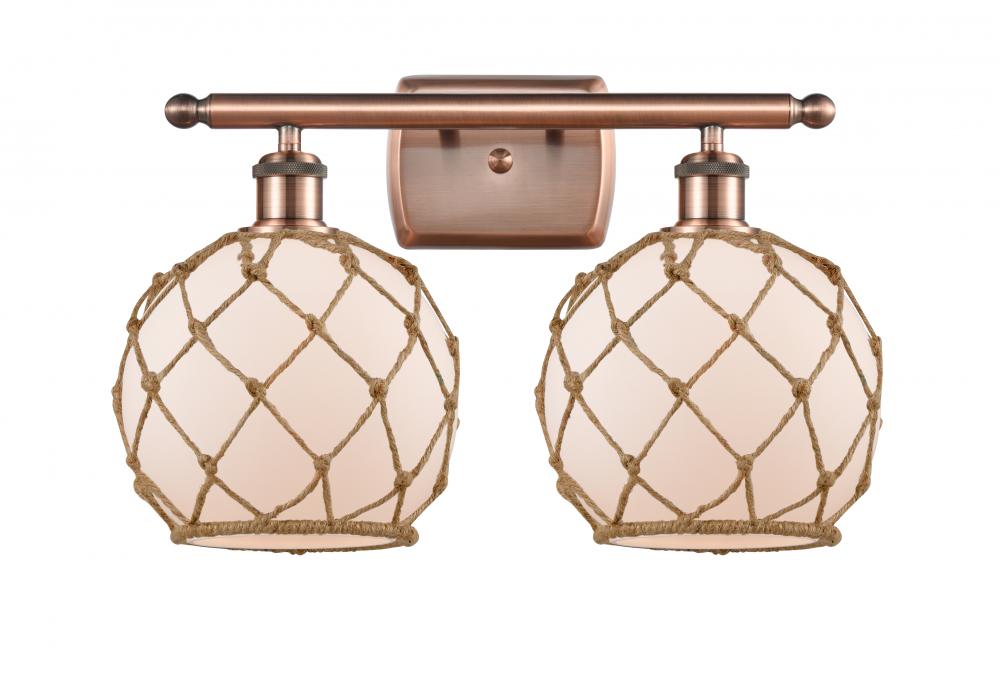 Farmhouse Rope - 2 Light - 18 inch - Antique Copper - Bath Vanity Light