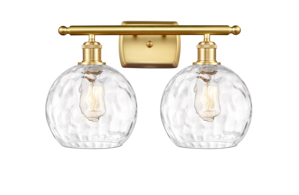 Athens Water Glass - 2 Light - 18 inch - Satin Gold - Bath Vanity Light