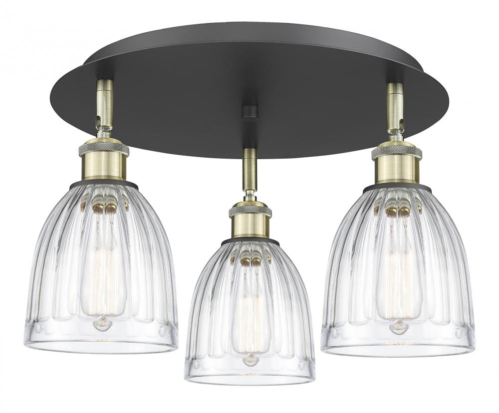 Brookfield - 3 Light - 18 inch - Black Antique Brass - Flush Mount