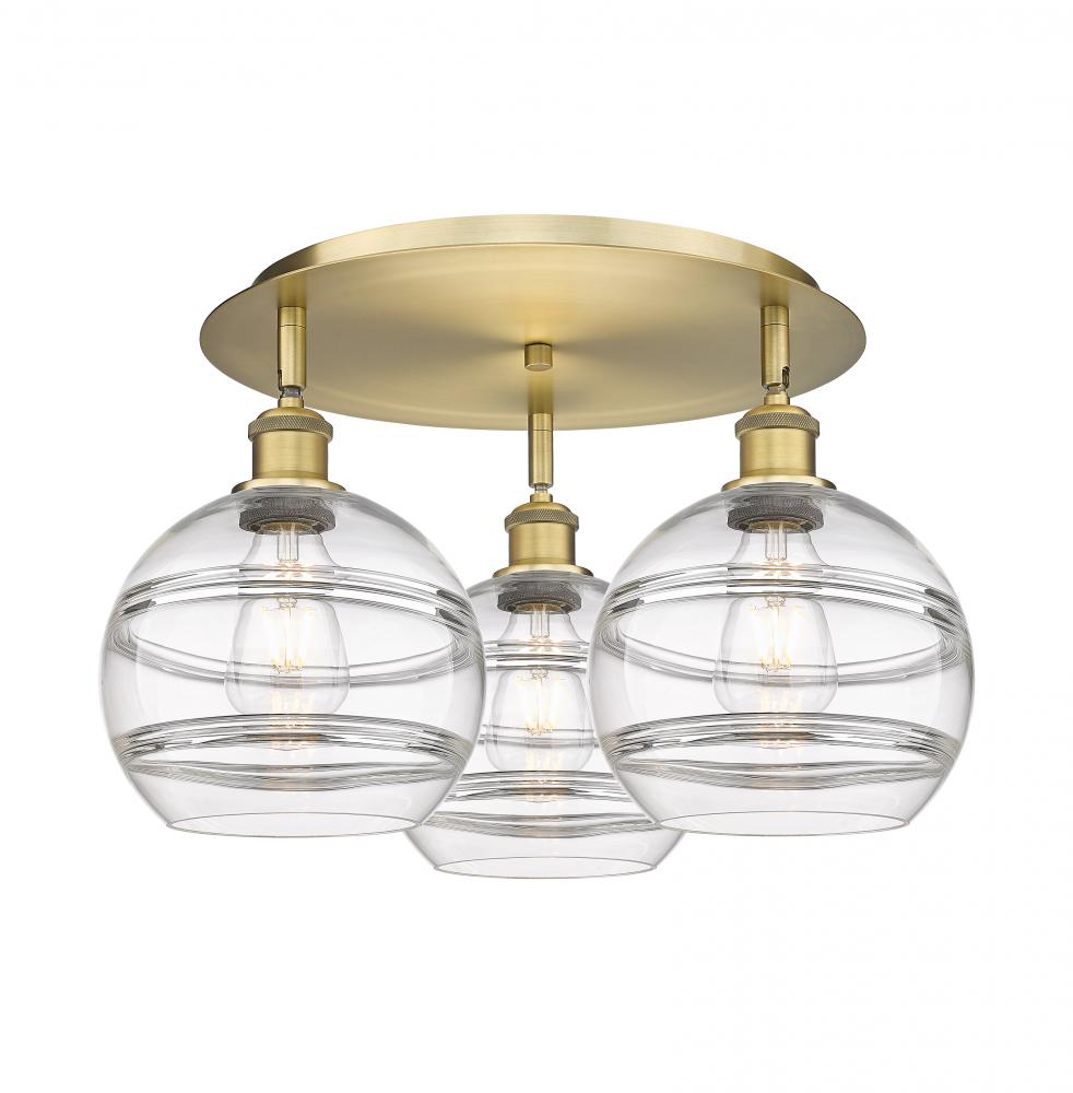 Rochester - 3 Light - 20 inch - Brushed Brass - Flush Mount