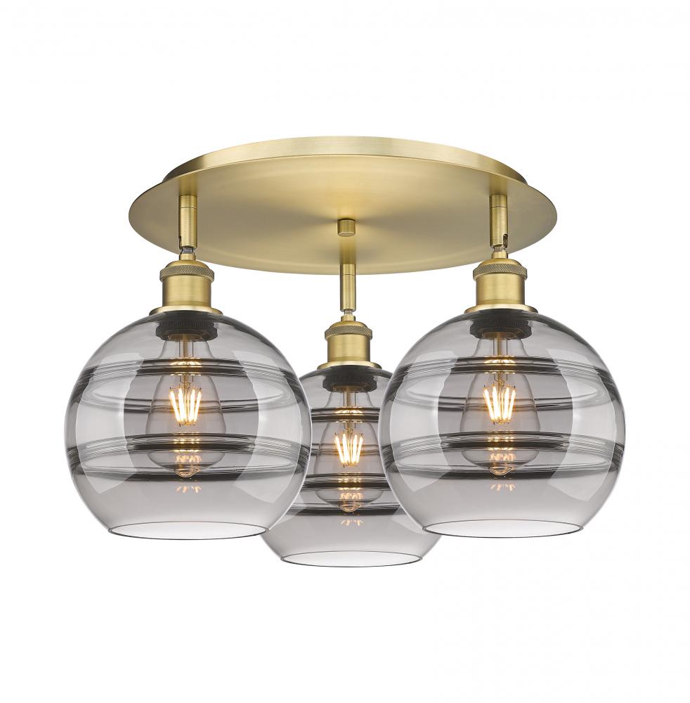 Rochester - 3 Light - 20 inch - Brushed Brass - Flush Mount